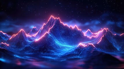 A digital abstract representation of mountainous terrain,