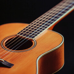 Obraz premium tenor guitar glowing under soft lighting with intricate wood grain details