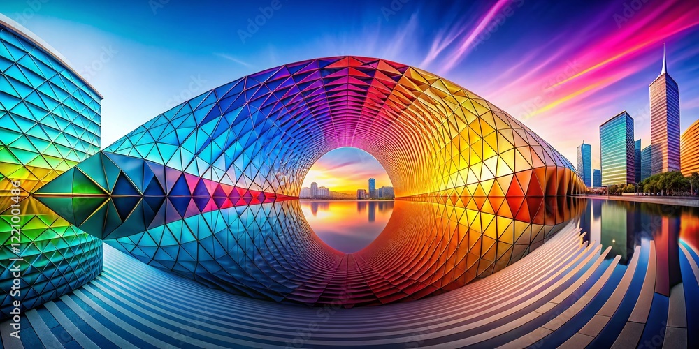 Aufkleber panoramic abstract line pattern background with space for text - modern geometric design