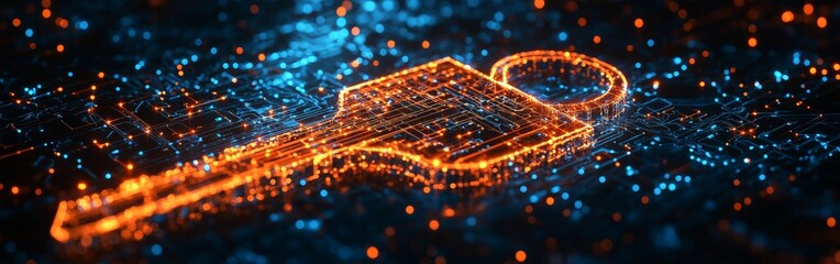 Cybersecurity Key with Futuristic Design