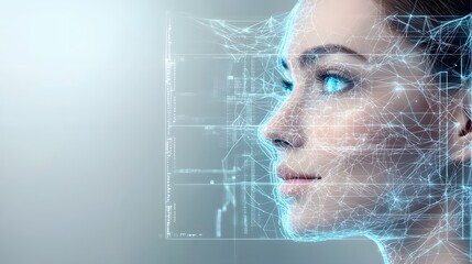 Futuristic cyber skincare clinic concept featuring advanced digital analysis screens modern aesthetic solutions and innovative beauty technology