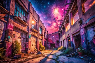 Fototapeta premium Soft Pink Starry Night Urban Exploration Photography Background
