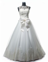 white wedding dress, Beautiful Wedding dress and white bow isolated on white background wedding white dress 