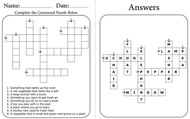 Educational Crossword Worksheet: Fun & Interactive Word Puzzle for Kids