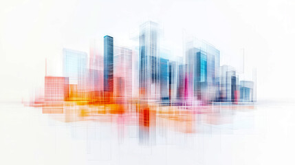 Abstract Cityscape: An Architectural Rendering of a Modern Metropolis