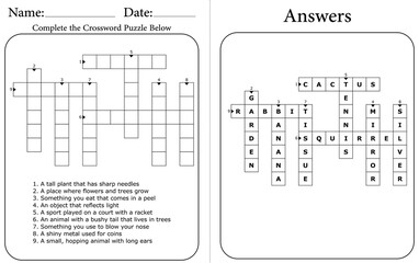 Educational Crossword Worksheet: Fun & Interactive Word Puzzle for Kids