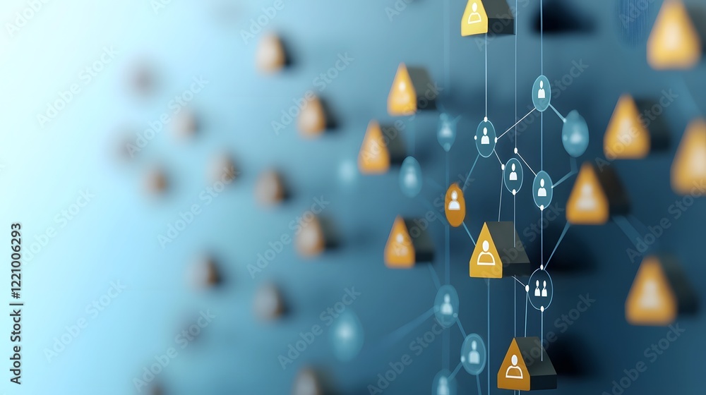 Aufkleber Futuristic digital network showcasing AI powered recruitment solutions and analytics to streamline human resource management and talent acquisition in a transformative corporate landscape