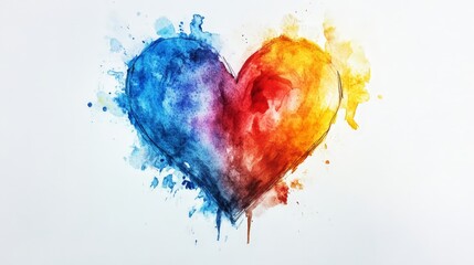 A vibrant watercolor heart with splashes of color. Perfect for love, creativity, and artistic expression themes.