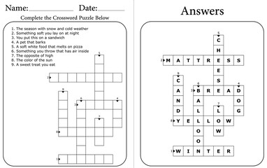 Educational Crossword Worksheet: Fun & Interactive Word Puzzle for Kids