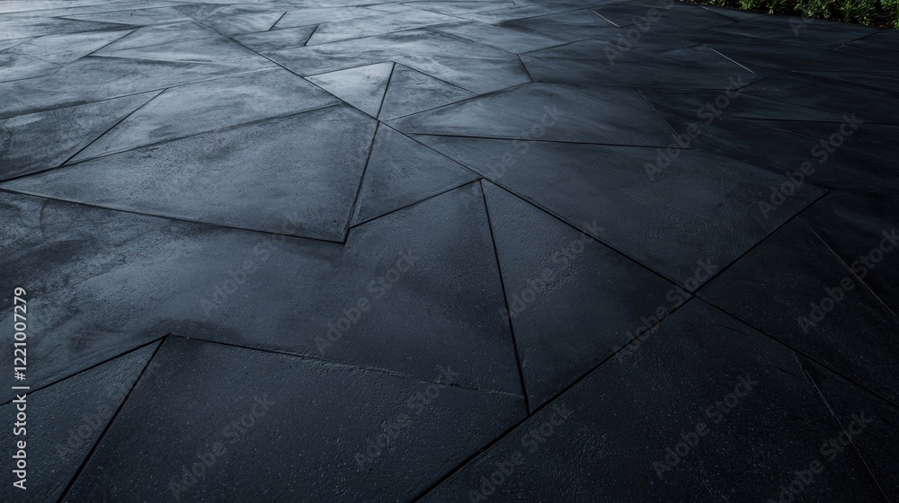 Poster a black tiled floor with a pattern of triangles