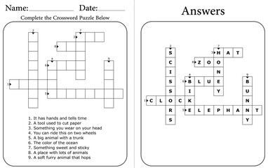 Educational Crossword Worksheet: Fun & Interactive Word Puzzle for Kids