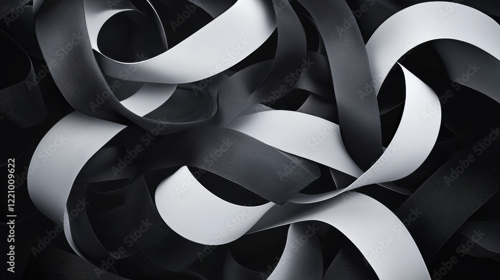 Aufkleber a black and white image of a series of lines that are twisted and curled