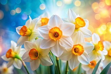 Fototapeta premium Spring Freshness: Delicate Narcissus Flowers with Soft Petals and Sweet Fragrance
