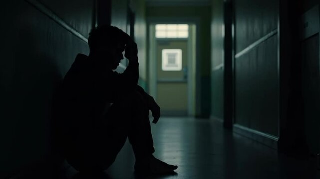 A distressed man sitting alone in the dark at home, showing signs of anxiety, depression, and despair. The scene captures isolation, regret, and the struggle with mental illness in a somber atmosphere
