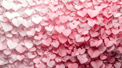 Fototapeta premium Romantic Pink Pastel Heart Cluster 3D Layered Backdrop Effect