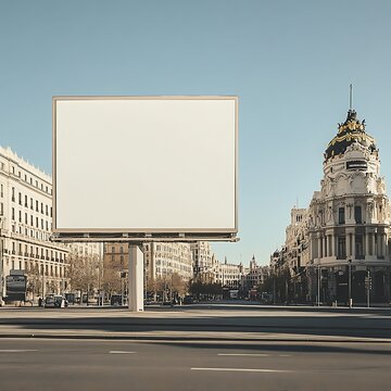 Fototapeta Blank billboard on the street in Paris, France. Copy space for text