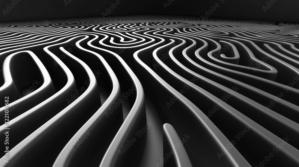 Aufkleber a black and white image of a maze with a tree in the middle