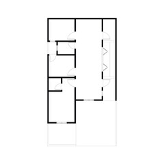 Black and White floor plan of a modern unfurnished house for your design. Suburban house vector blueprint. Architectural background