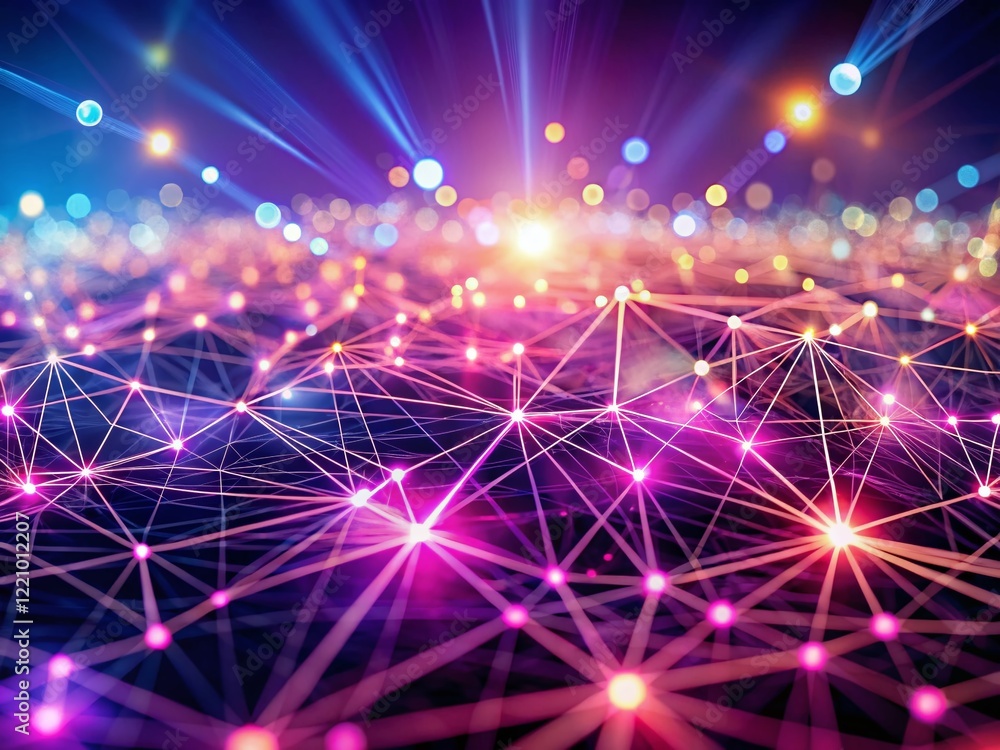 Poster pink bokeh cyberspace: network connections and data flow