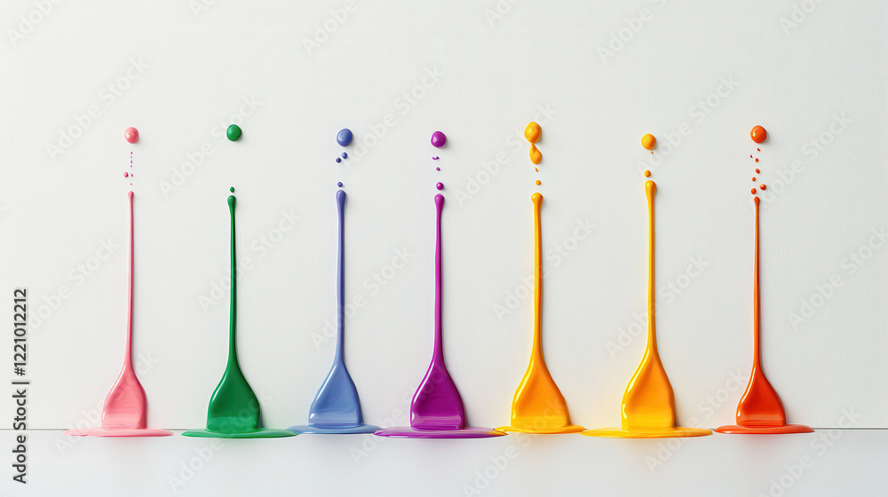 Aufkleber vibrant and energetic display of colorful paint splashes, showcasing seven distinct colors in creati
