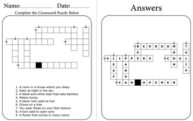 Vocabulary Crossword Puzzle: Printable Learning Activity for Kids