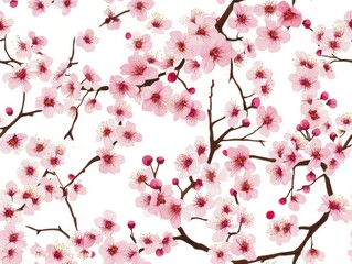 Pattern of White Sakura Flowers