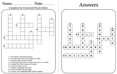 Vocabulary Crossword Puzzle: Printable Learning Activity for Kids