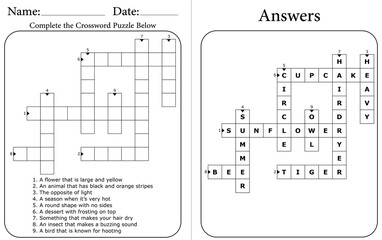 Vocabulary Crossword Puzzle: Printable Learning Activity for Kids