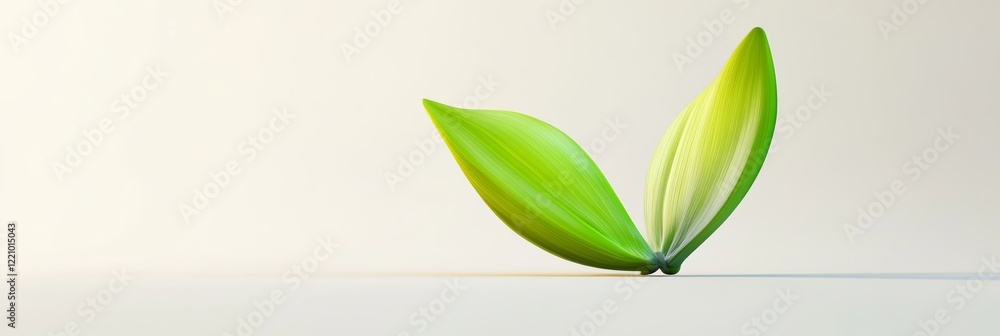 Poster Realistic 3D Rendering of Single Maple Seed with Green Wings