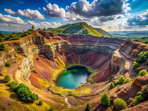 Stunning Aerial View of Racos Volcano Crater, Romania - Dramatic Landscape Photography