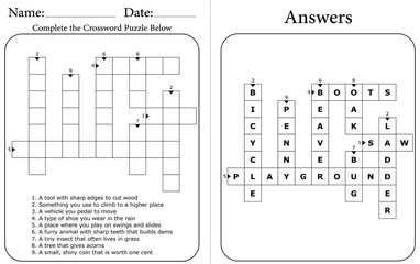 Vocabulary Crossword Puzzle: Printable Learning Activity for Kids