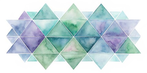 Serene Watercolor Triangles A Geometric Abstract Design Featuring a Harmonious Blend of Cool Tones and Subtle Color Variations in a Balanced Composition