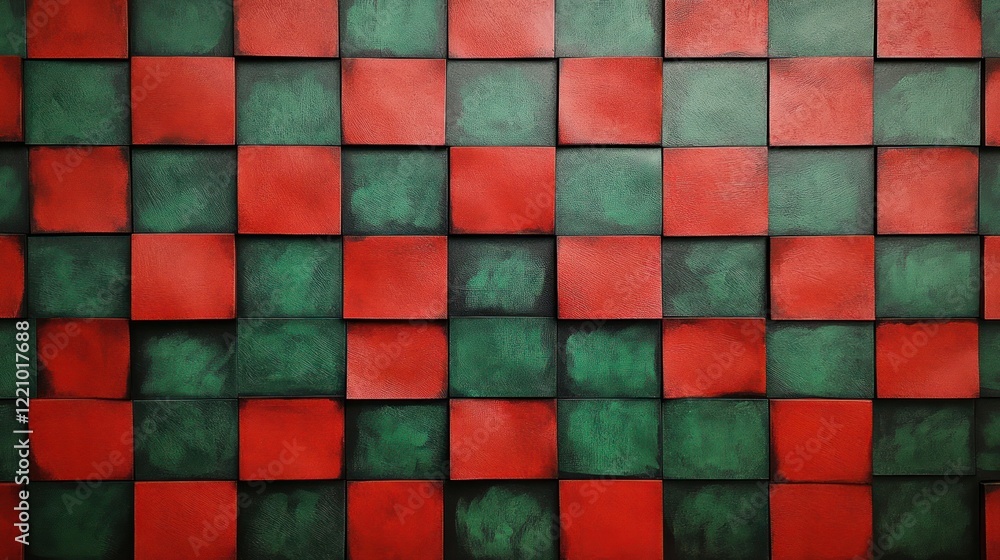 Poster a festive and bold backdrop with alternating blocks of deep red and bright green, forming a checkere