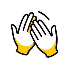 Fototapeta premium Clapping hands with yellow accents in cartoon style