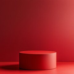Red podium for product presentation with a clean and vibrant design