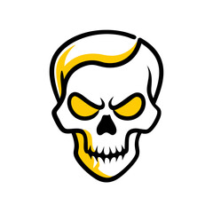 Fototapeta premium Angry skull with yellow accents in bold cartoon style