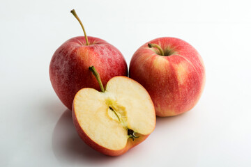 Red apple on white background, clipping path