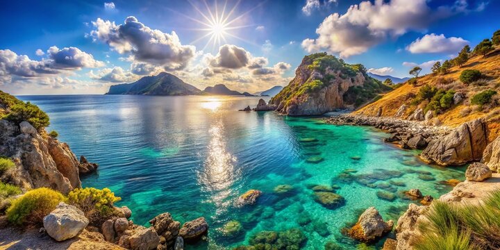 Stunning Coastal View of Gyali Island, Dodecanese, Greece: Azure Waters & Volcanic Cliffs