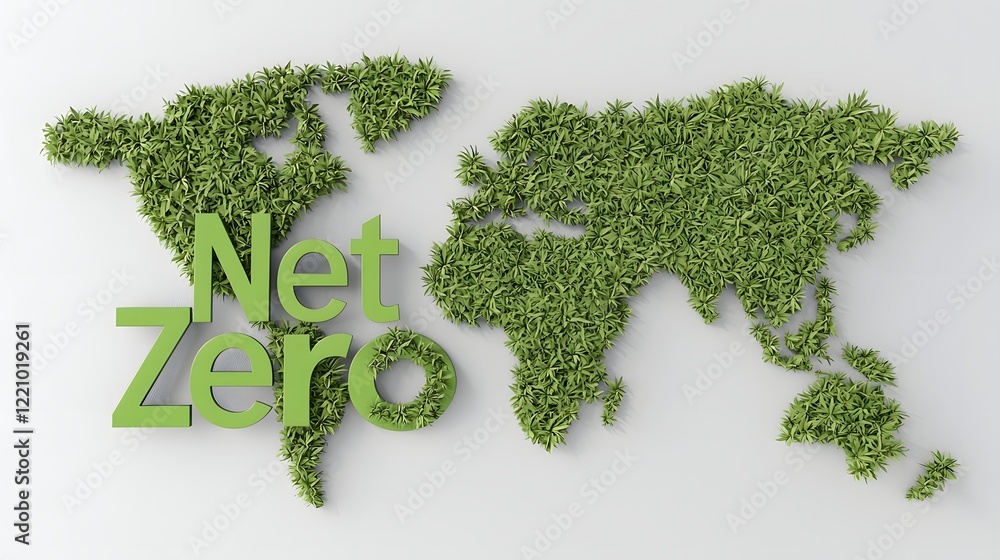 Aufkleber symbolic environmental graphic featuring a globe made of green leaves promoting net zero carbon emis