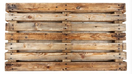 Rustic Wooden Pallet A Detailed Overhead View of Weathered Planks, Showing Natural Grain and Texture
