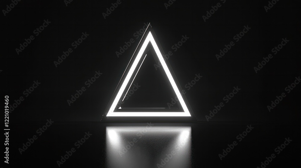 Poster a minimalistic image of a glowing neon sign casting a soft light on the black background, with sharp