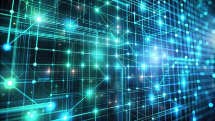 Obraz premium Abstract Network Visualization Interconnected Nodes and Lines Representing Data Flow and Communication Pathways