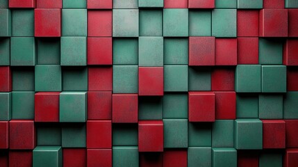A simple yet striking image featuring a checkerboard-like arrangement of alternating red and green squares, each with a clean, sharp edge, providing a crisp and balanced visual aesthetic.