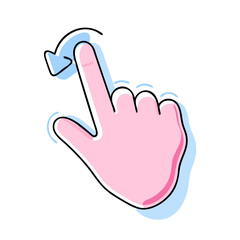 Obraz premium Hand gesture with rotating pink arrow