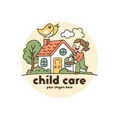Baby shop child care day care school and kids logo day care create distinctive mother care vector eps logo design