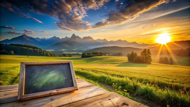 Rustic Blackboard Chalk Eraser Landscape Photography - Educational Nature Scene
