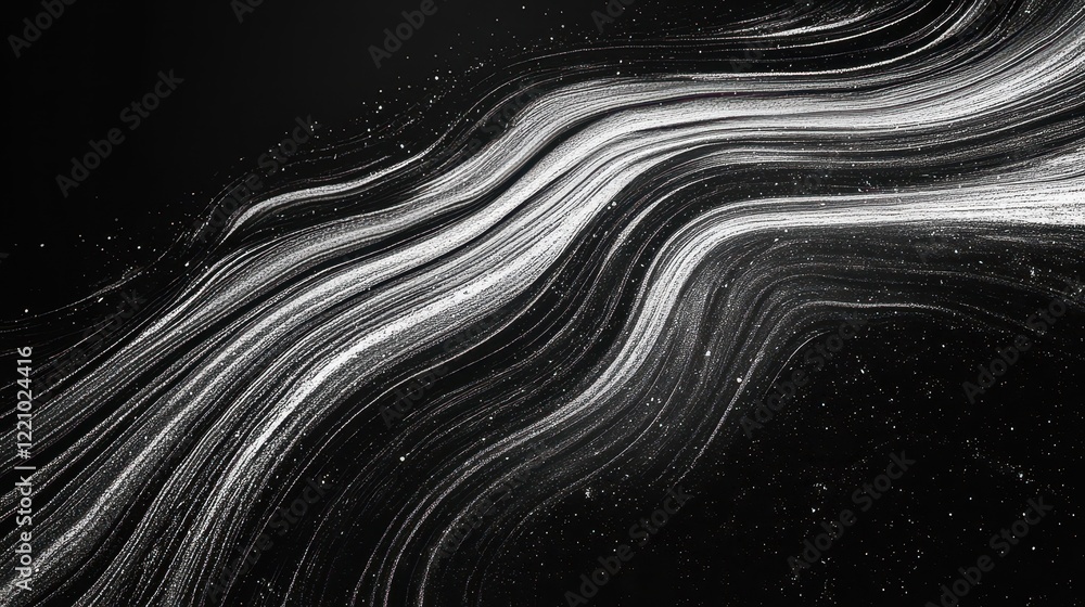Poster a black, white, and gray grainy, noisy background with an abstract swirl pattern.