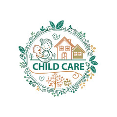 Baby shop child care day care school and kids logo day care create distinctive mother care vector eps logo design