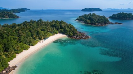 Fototapeta premium Tropical Island Paradise Beach Stunning Aerial View