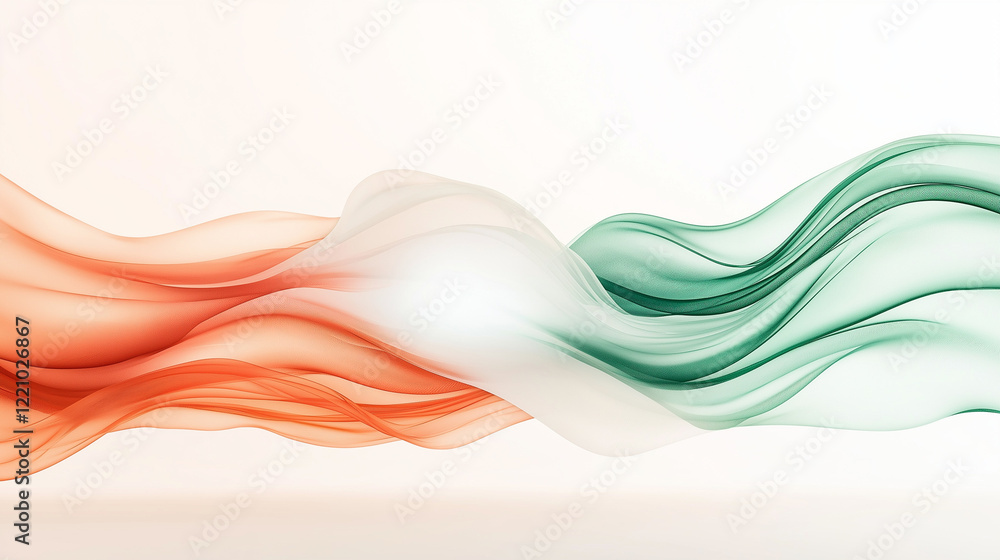 Poster abstract flowing fabric: swirling waves of peach and teal fabric create a dynamic and elegant abstra